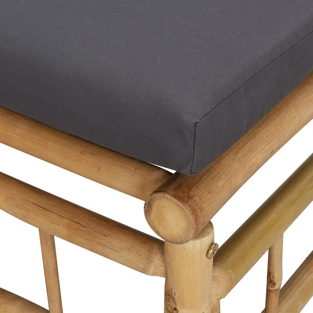 set da giardino a 2 pezzi con cuscini in bambù grigio scuro - 7
