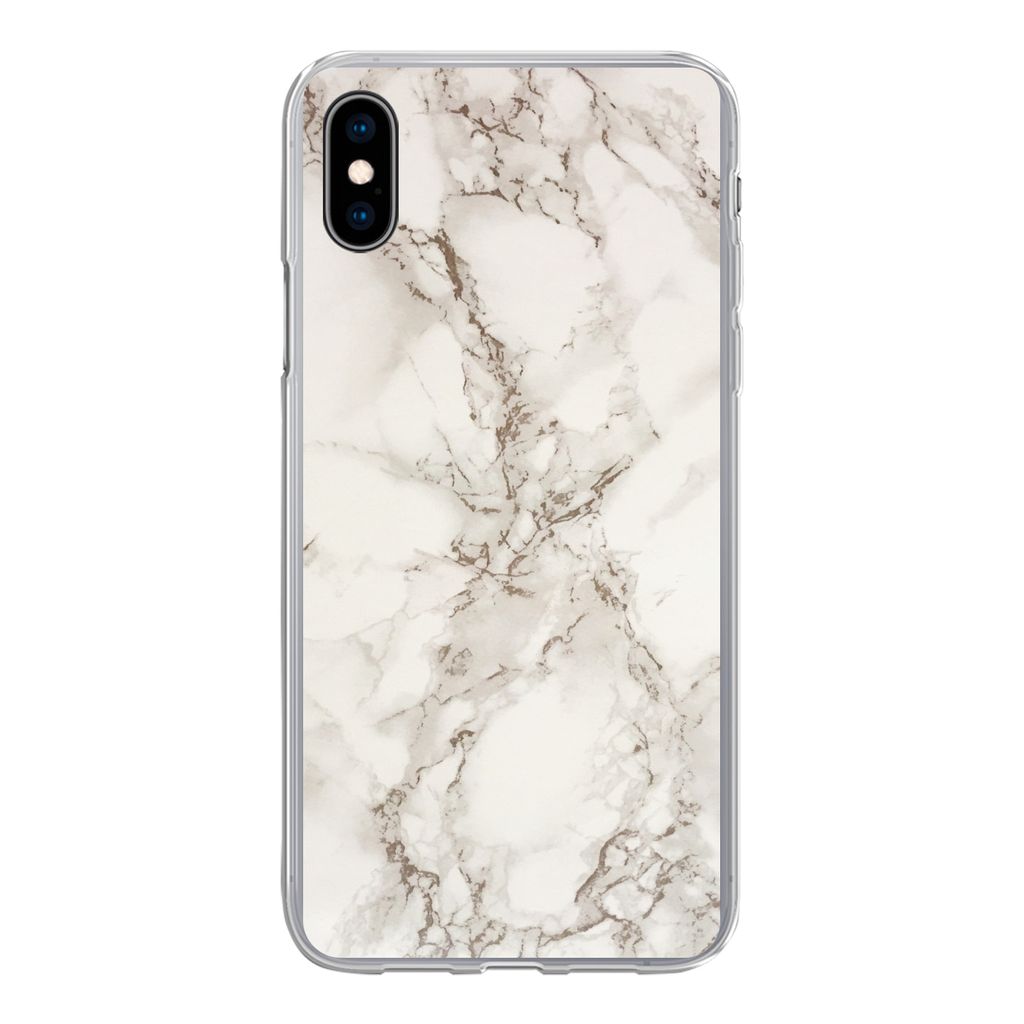 MuchoWow Handyhülle Schutzhülle Hülle für iPhone Xs Marmor - Grau - Weiß Silikon Softcase Handy Hülle - Handytasche