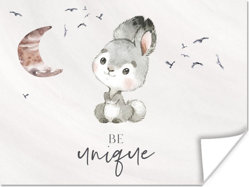 MuchoWow Poster Zitate - Kinder - Einzigartig sein - Jungen - Mädchen - Aquarellieren 160x120 cm - Foto Plakat