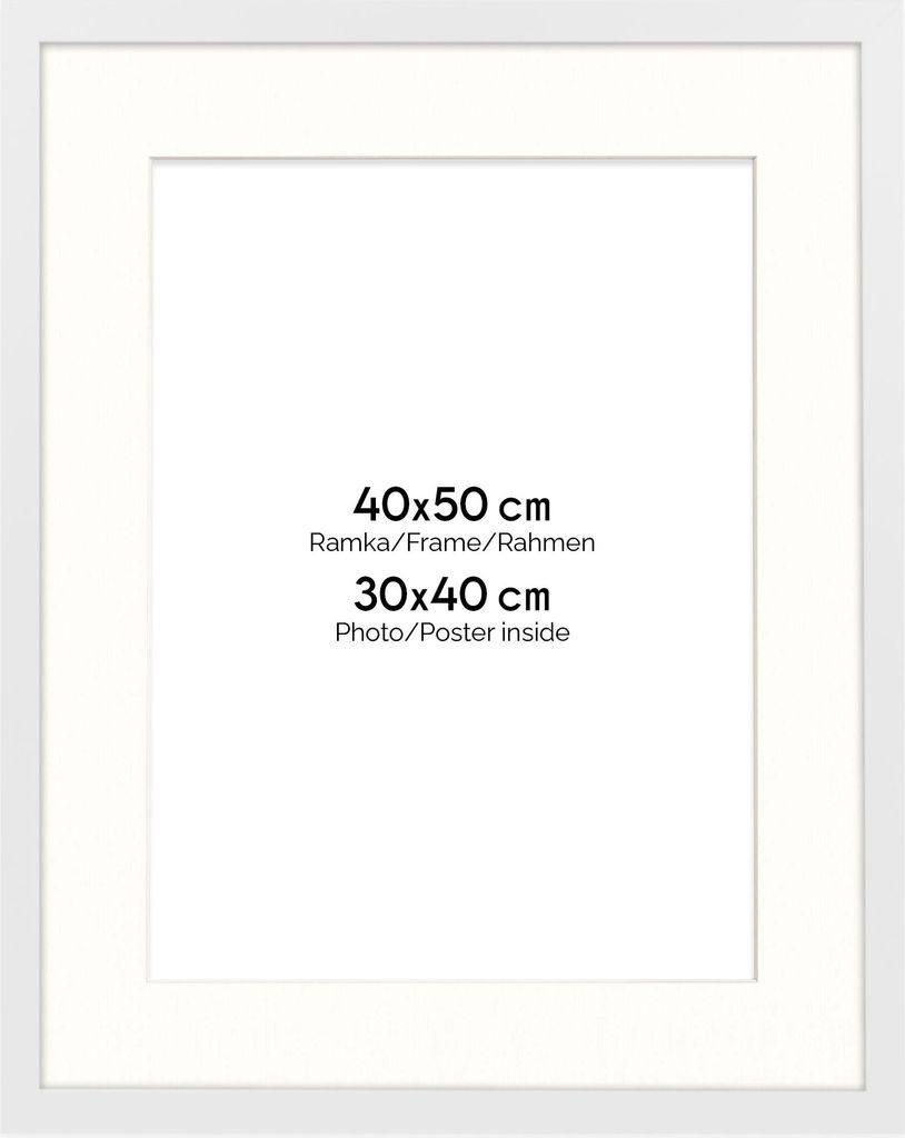 Cornice FRAMAI® 40 x 50 cm in bianco – con passe-partout – Immagine del prodotto 