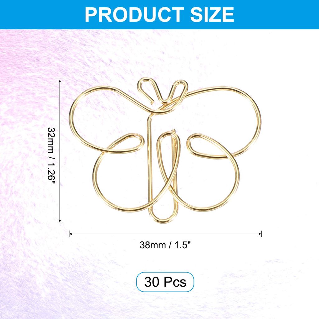 Niedliche Motiv-Bš¹roklammern Gold, 30 Stš¹ck Schmetterlingsform Bš¹roklammern Metall Lustige Lesezeichen Planer Clips Klammer fš¹r Zuhause...
