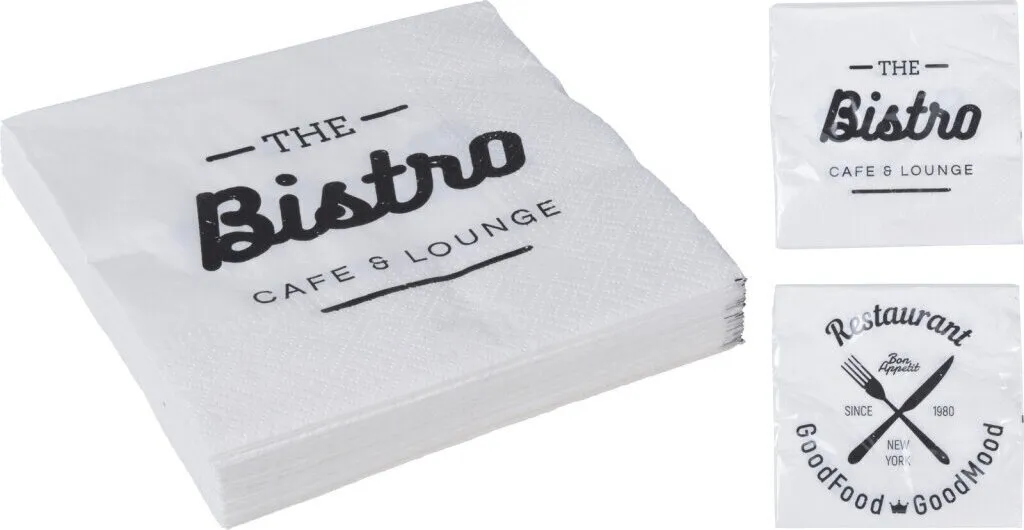 Serviettes de table jetables BISTRO blanches, format 33x33 cm - 20 unités - 3