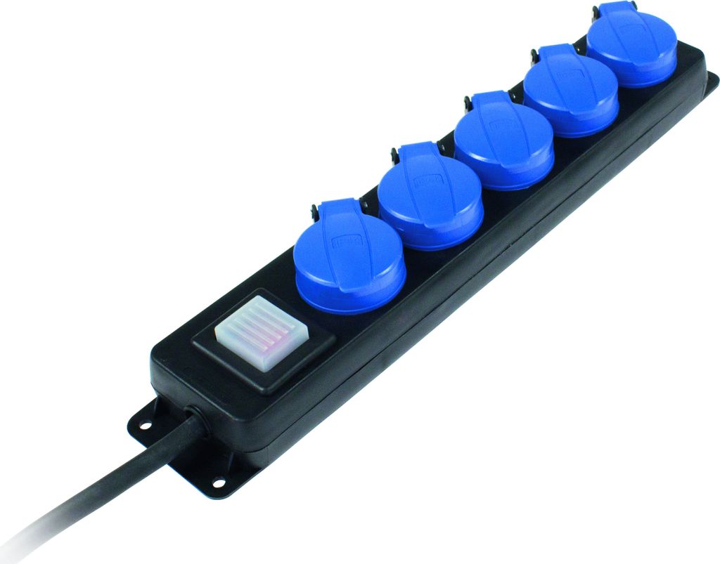 as-Schwabe 5-fach Steckdosenleiste 1,5m Mehrfachsteckdose mit Schalter 230V IP44