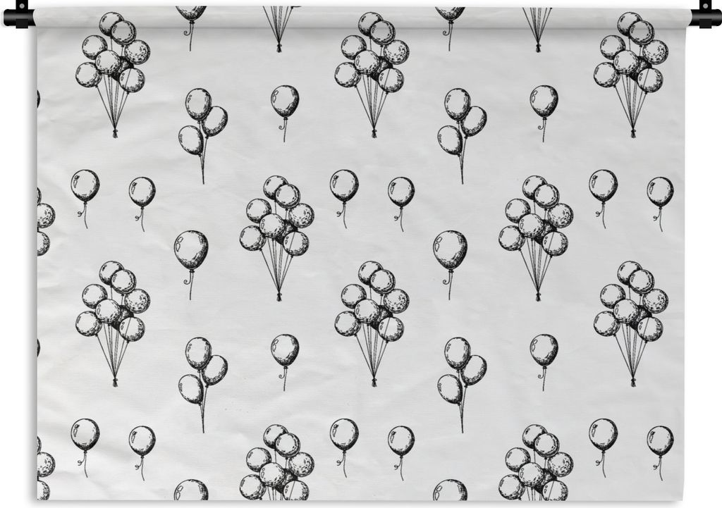 MuchoWow Wandteppich Wandbehang Ballon - Muster - Schwarz und Weiß 90x67.5 cm Tapisserie Dekoration Wandtuch - Fototeppich - Wand-Skulpturen