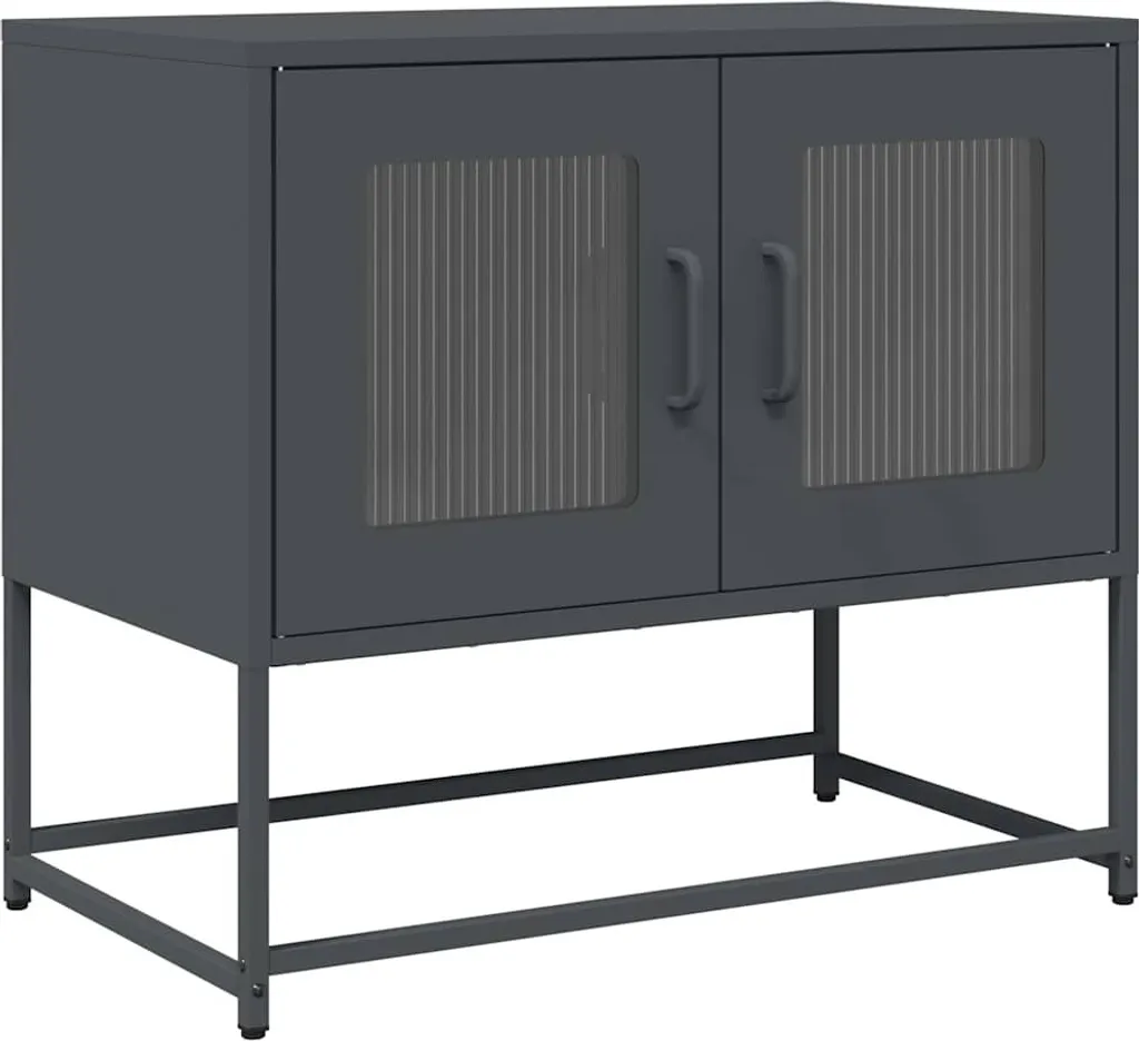 Armoire TV Anthracite 68x39x60,5 cm en Acier Laminé à Froid Robuste