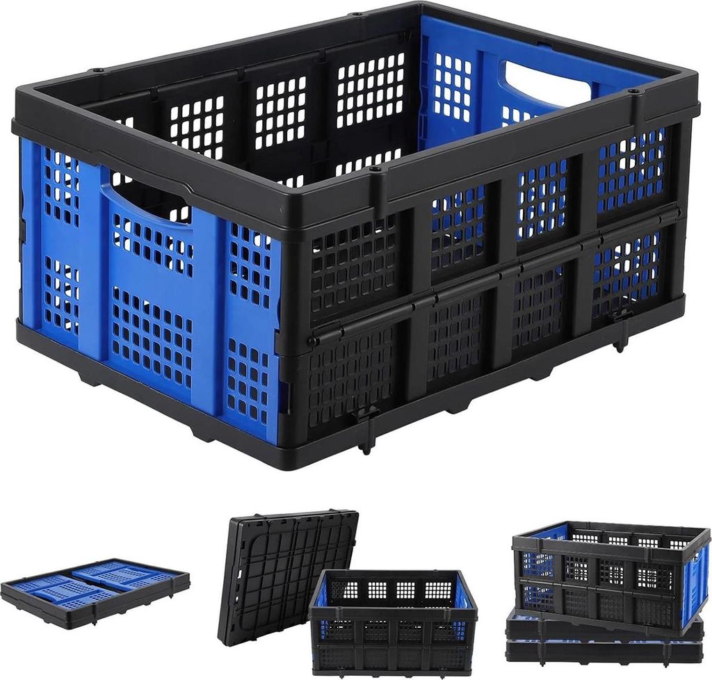 Aufbewahrungsbox - Faltkiste - 55 l Volumen - Stapelbar - Mit Griffen - Aus ABS-Kunststoff - Für Kleidung/Spielzeug/Einkauf - Schokoladenbraun