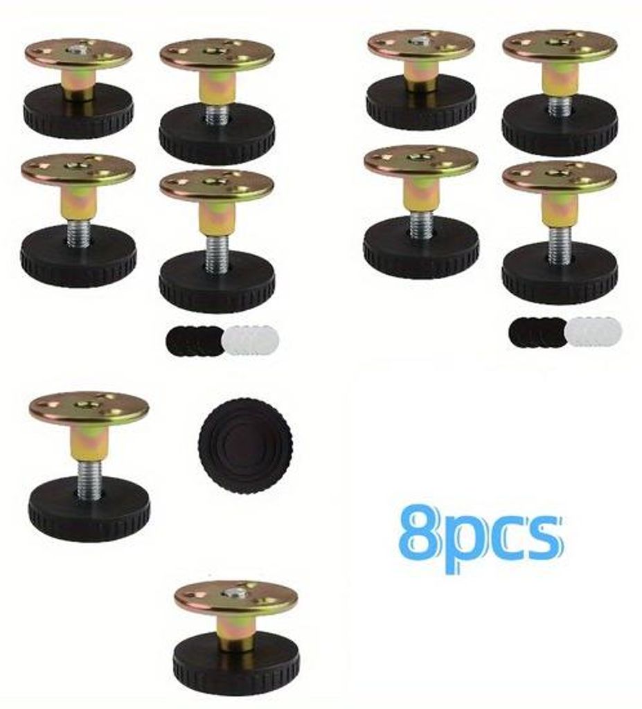 8 Verstellbare Klemmen für Möbel, Höhenverstellung 27-40 mm, Kohlenstoffstahl und ABS Kunststoff, für Stühle, Tische, Schränke und Sofas, ein...