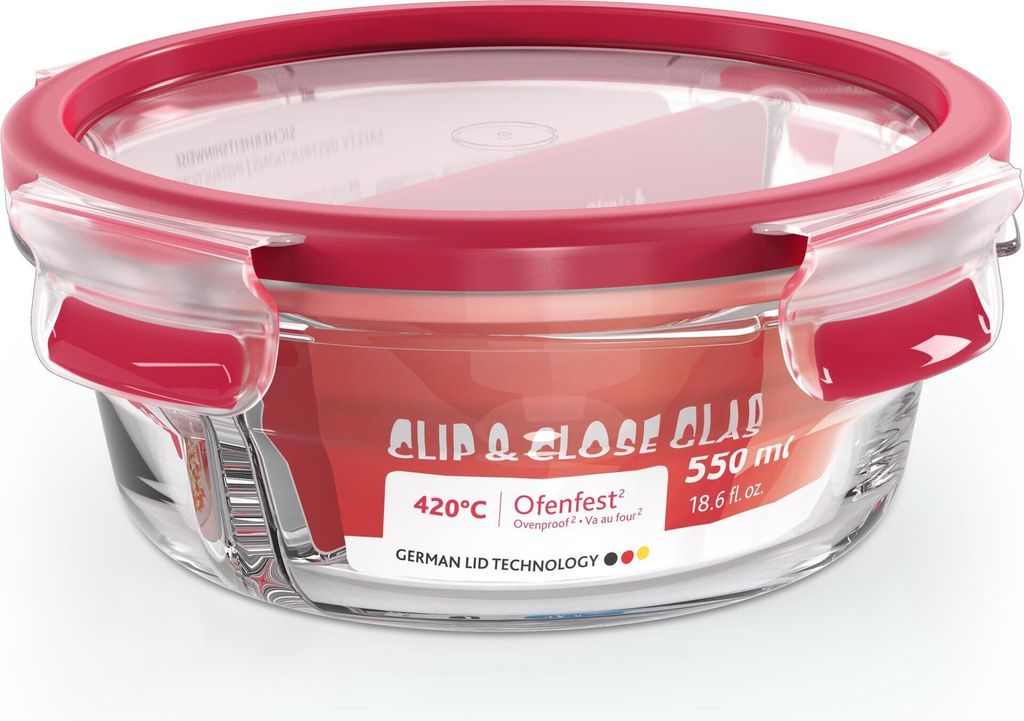 EMSA Frischhaltedose Clip & Close Glas rund 0,5l m. Einteiler