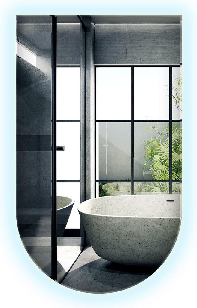 Moderner LED Spiegel oval abgeschrägt 70x40 cm – Design Wandspiegel mit LED Licht Kaltweiß 6500K