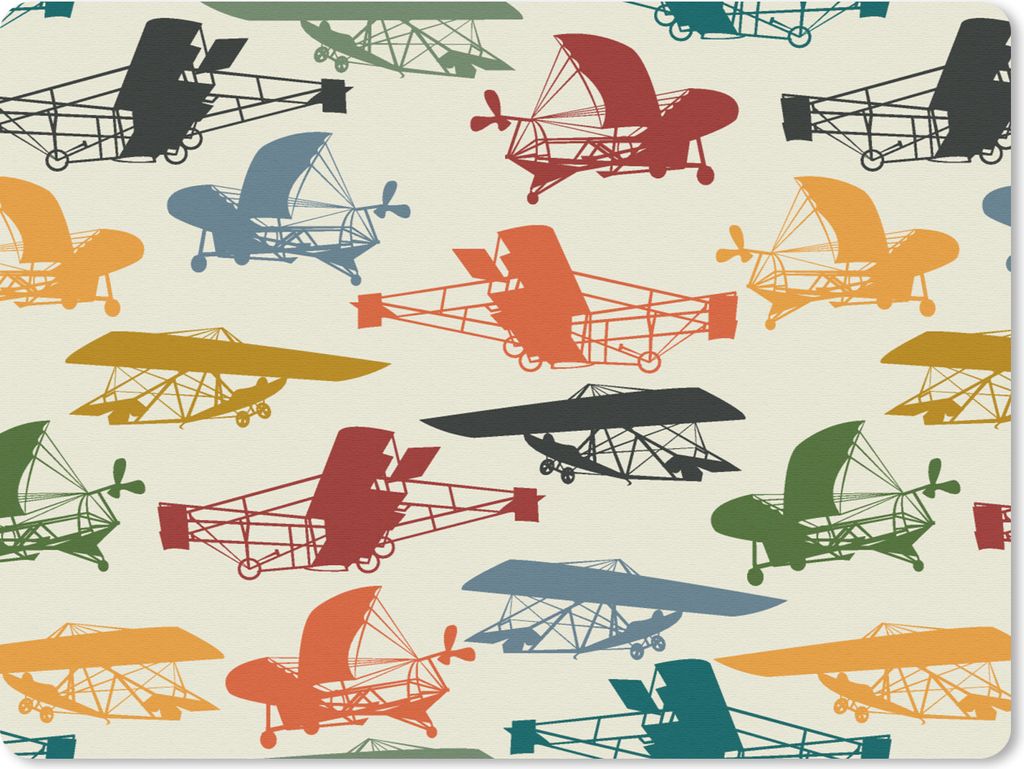 MuchoWow Mauspad Mousepad Muster - Flugzeug - Retro - Jungen - Kinder - Kleiner Junge 23x19 cm - Mousepads - Maus Mat - Pad - Mausunterlage - Sch...