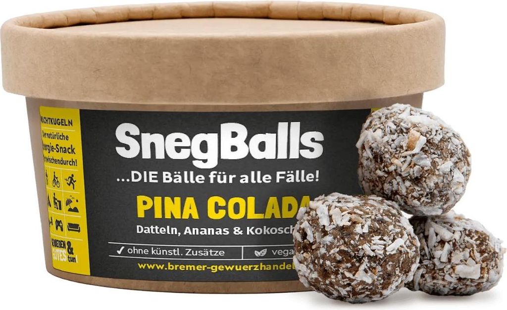 SnegBalls Pina Colada, leckere Energy Balls mit Ananas & Produktbild 