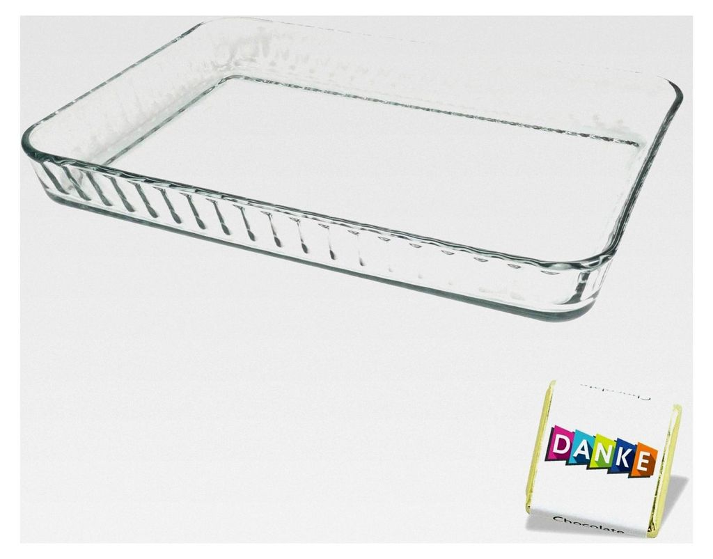 Auflaufform Eckig Groß aus Glas, Backform Set, Lasagne Auflaufform, Springform aus Glas, Auflaufformen im Set OVAL/RUND/ECKIG (ECKIG GROß)