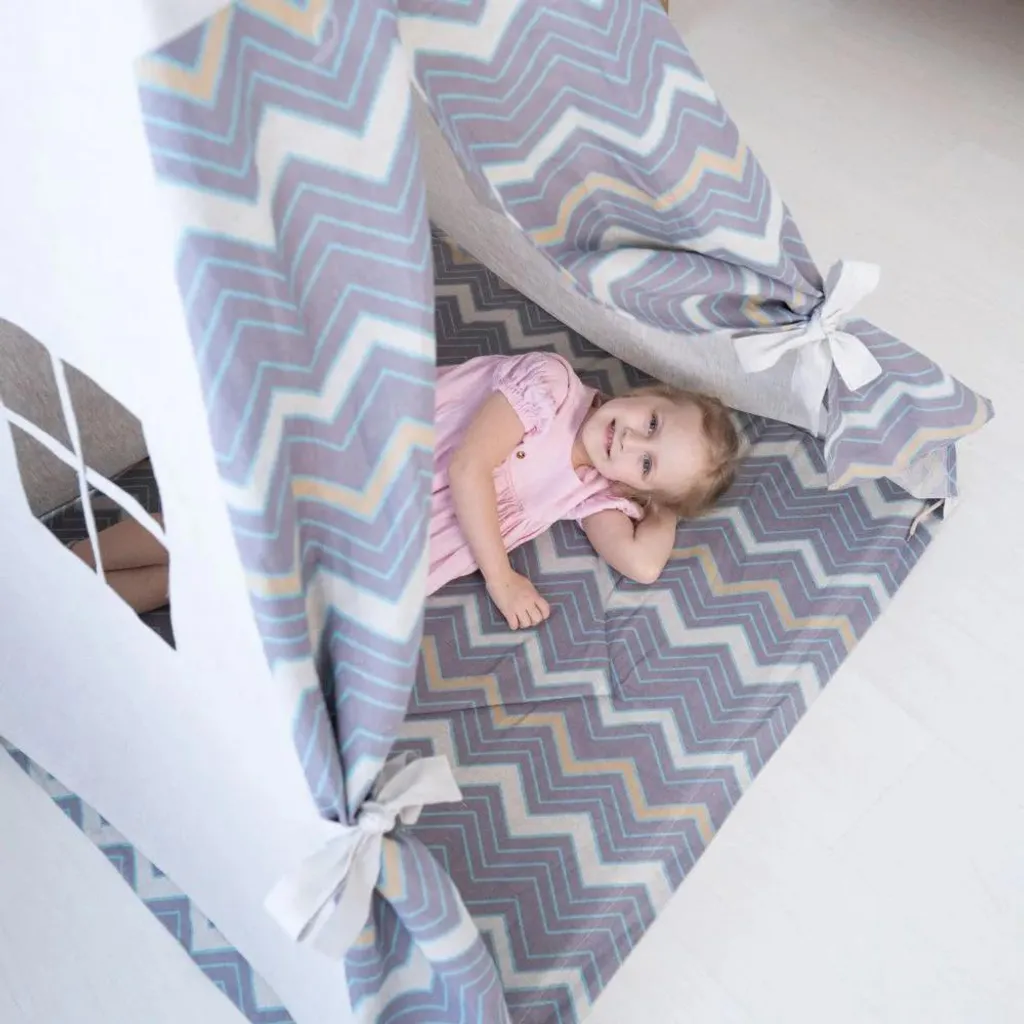 Tipi enfant avec tapis de sol molletonné Wigwam en lin haute qualité - 12