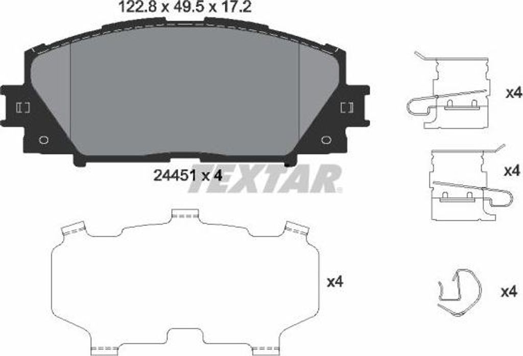 TEXTAR 2445103 Bremsbelagsatz, Scheibenbremse OE SA35001 kompatibel mit Yaris