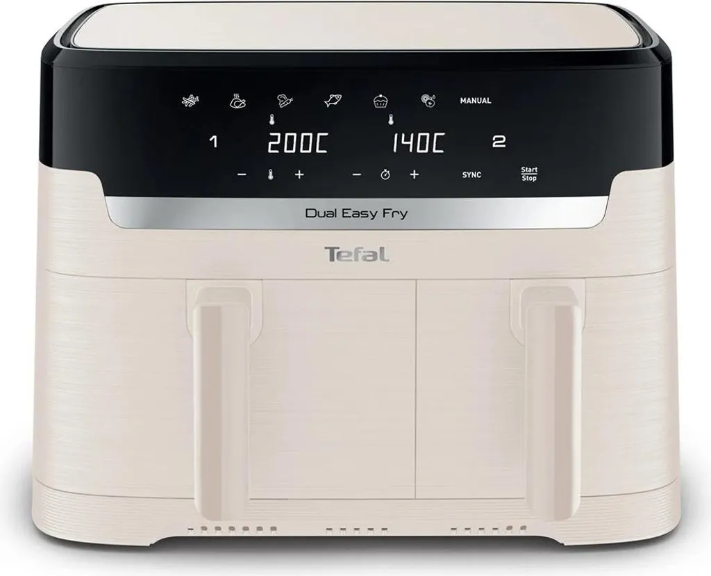Friteuse à air double compartiment Tefal Dual Easy Fry Essential Blanc