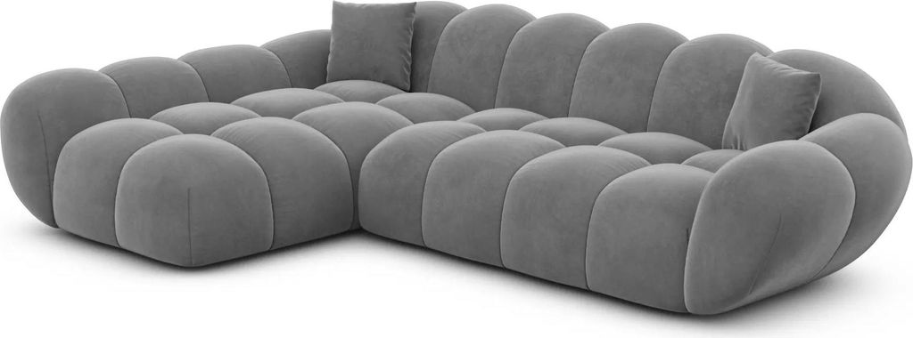 Samtstoff L-Form Sofa Liva Dunkelgrau Links