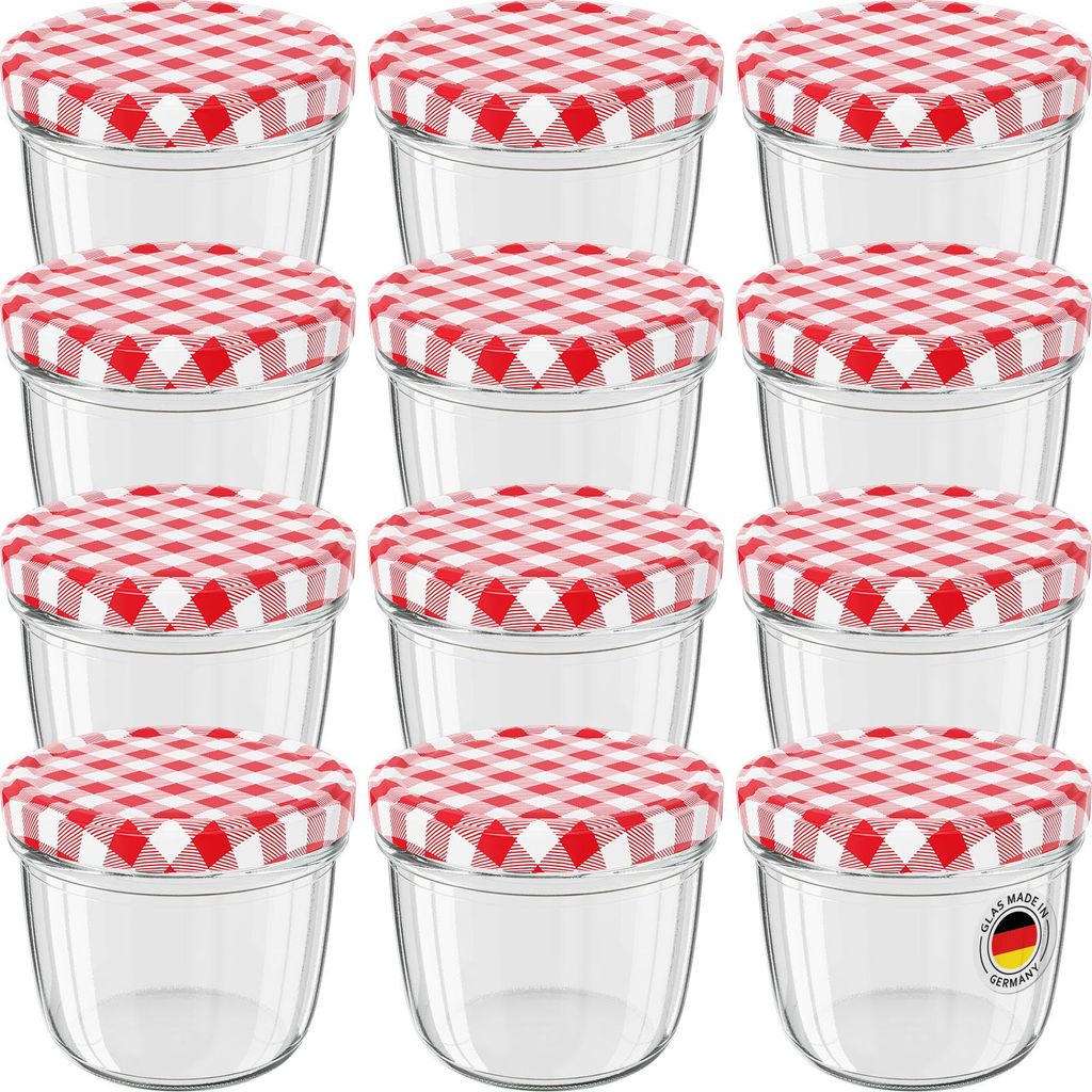 WELLGRO Einmachgläser 230ml – Schraubdeckel TO82 rot Produktbild 