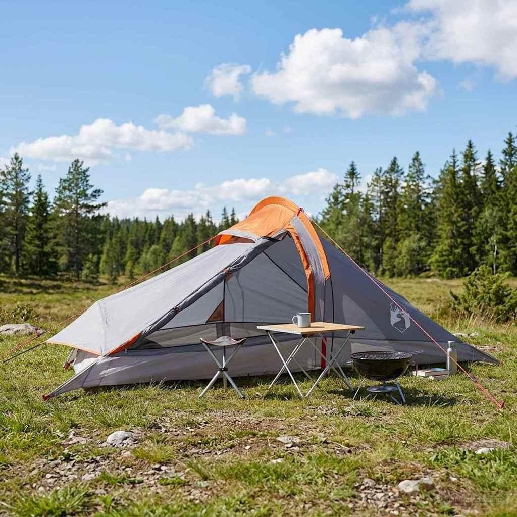 Möbel Trekkingzelt Grau und Orange 2-Personen - Campingzelte CC2124