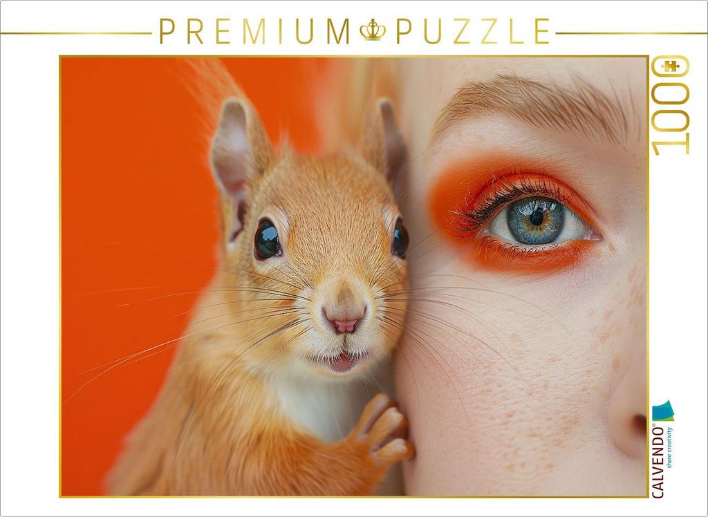 CALVENDO Puzzle Oranges Eichhörnchen | 1000 Teile Lege-Größe 64x48cm Foto-Puzzle für glückliche Stunden