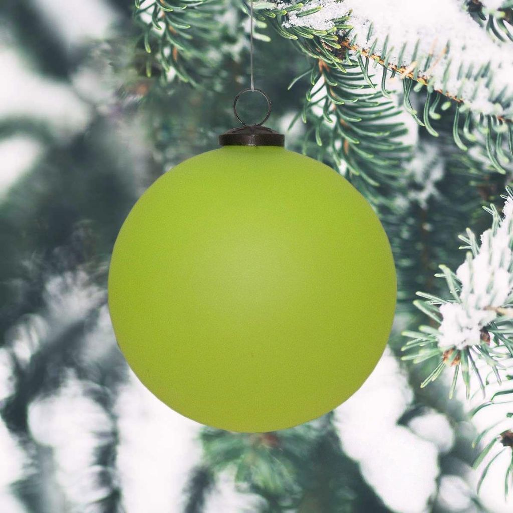 Premium Weihnachtskugel Glas, neon grün frosted – handgemacht in Indien, 13 cm