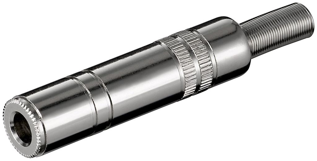 Wentronic Klinkenkupplung - 6,35 mm - mono, Klinke 6,35 mm Buchse (2-Pin, mono) - Metallausführung mit Knickschutz