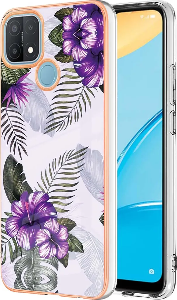 Custodia Oppo A15 / A15S Purple Pattern - Cover Silicone TPU Antiurto