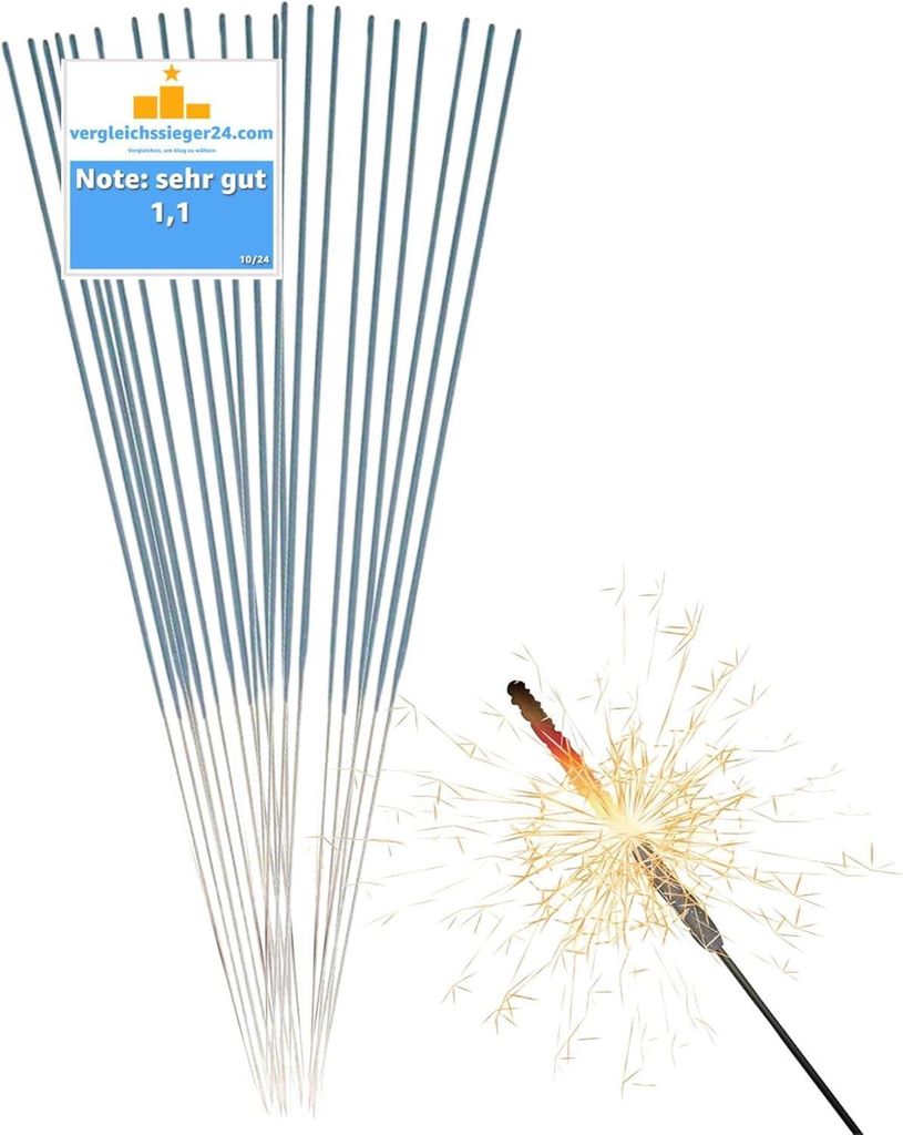250x Wunderkerzen 28 cm - Sternspritzer für Partys & Feuerwerk & Geburtstag & Hochzeit Kat. F1 für Jugendlichen & Kinder 2025/2026