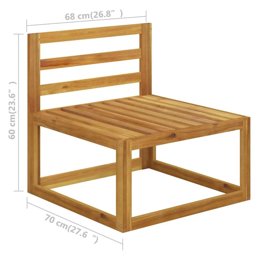 Divano Centrale Modulare Legno Acacia e Cuscini Crema | Arredo Esterno - 7