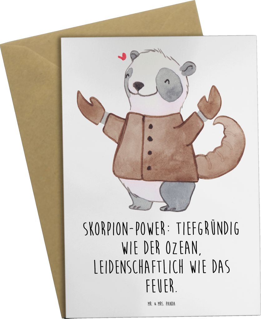 Mr. & Mrs. Panda Grußkarte Skorpion Astrologie - Weiß - Geschenk, Klappkarte, Sternzeichen, einladungskarten, Tierkreiszeichen, hochzeitskarten, ...