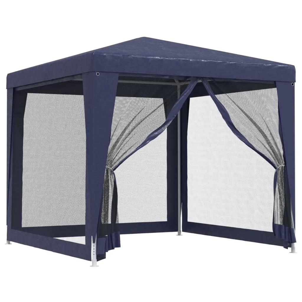 Tenda party con 4 pareti laterali in rete blu 2,5x2,5 m HDPE