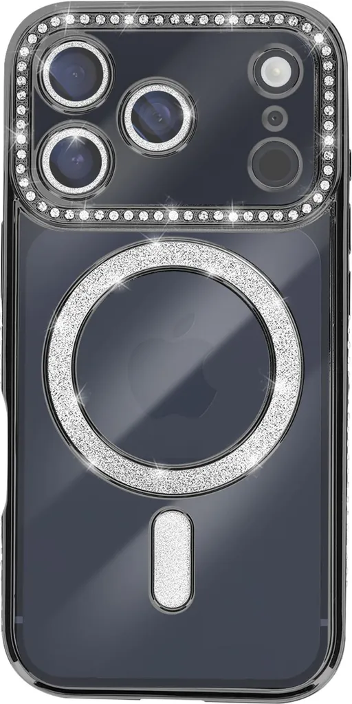 Cover Avizar iPhone 17 Pro Max MagSafe Bordo Strass Nero | Elegante