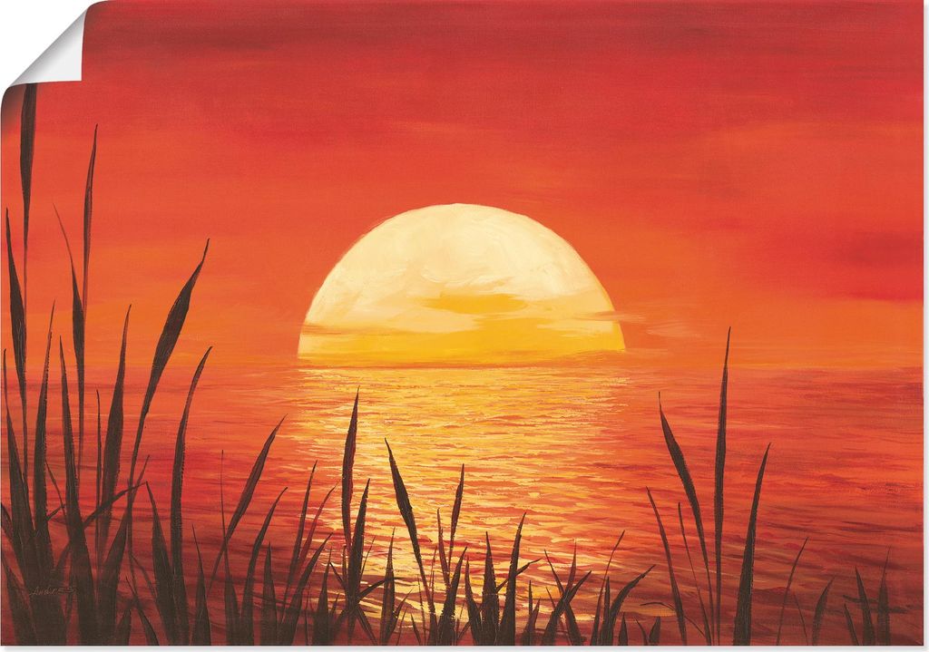 ARTland Poster Roter Sonnenuntergang am Ozean Größe: 100x70 cm