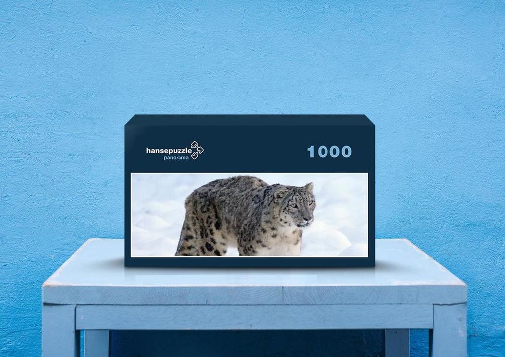 hansepuzzle 77738 - Schneeleopard Puzzle, 1050 Teile, Natur, 60,0 x 46,0cm mit hochwertiger Aufbewahrung, Kartonbox und wiederverschließbarem Beutel