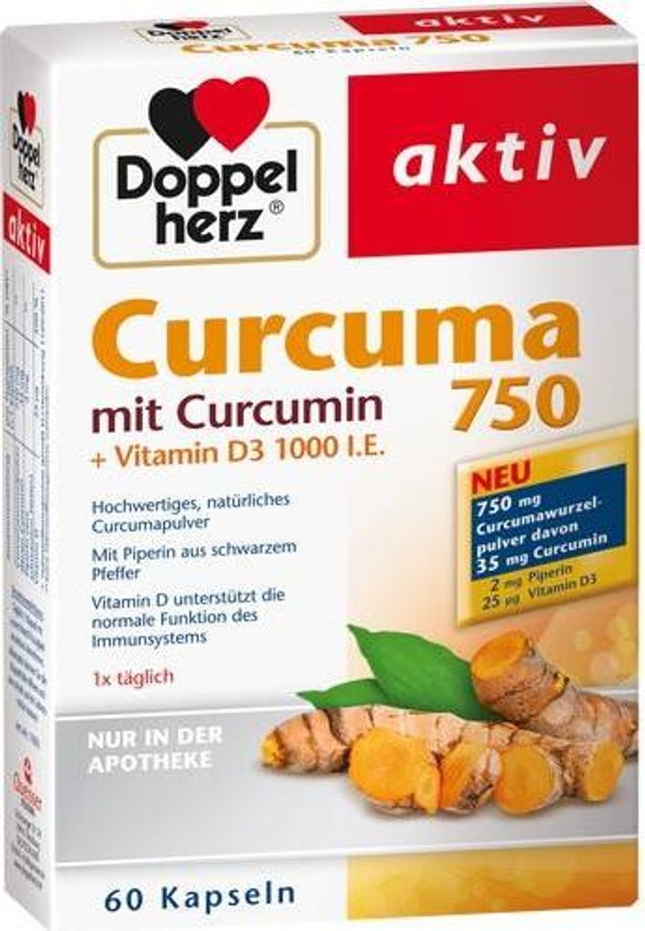 DOPPELHERZ Curcuma 750 Kapseln, 60 St