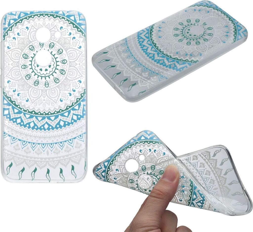 Henna Cover für Alcatel A3 Case Schutz Hülle Silikon Sonne Blau
