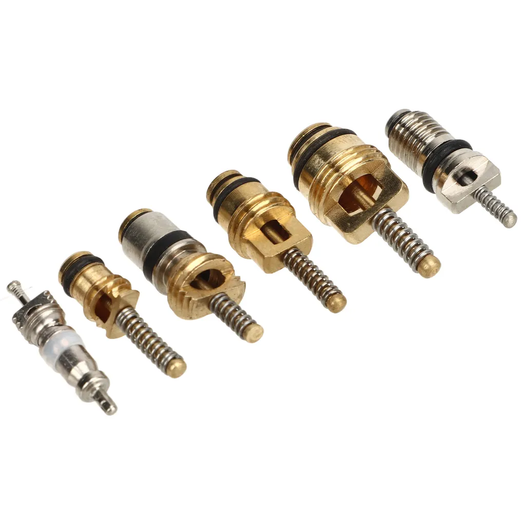Kit di riparazione del nucleo della valvola di CA, kit del nucleo della valvola di condizionamento d'aria, nucleo della valvola principale di CA, nuclei della valvola di CA automobilistici, nucleo dello stelo della valvola del pneumatico di refrigerazione, kit di strumenti di rimozione del nucleo della valvola - 6
