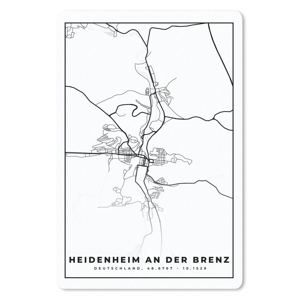 MuchoWow Mauspad Mousepad Heidenheim an der Brenz - Karte - Stadtplan 40x60 cm - Mousepads - Maus Mat - Pad - Mausunterlage - Schreibtisch Accesoire