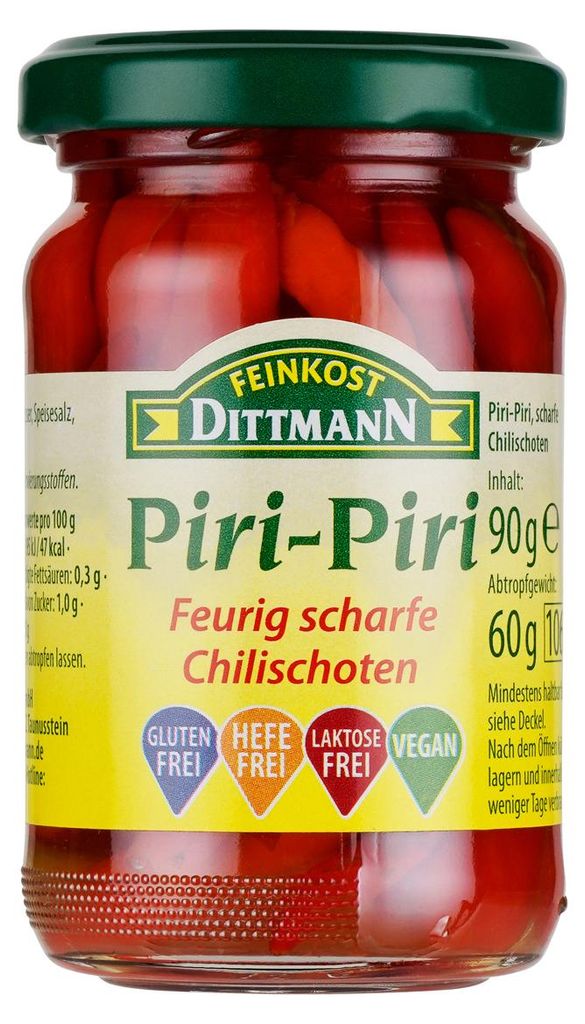 Feinkost Dittmann Piri Piri feurig scharfe Chillischoten Produktbild 