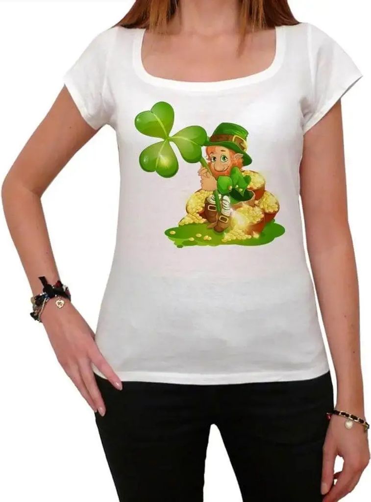 Damen Grafik T-Shirt St Patrick's Day Kobold mit Goldtopf und Kleeblatt – Saint Patrick's Day Leprechaun With Pot Of Gold And Shamrock