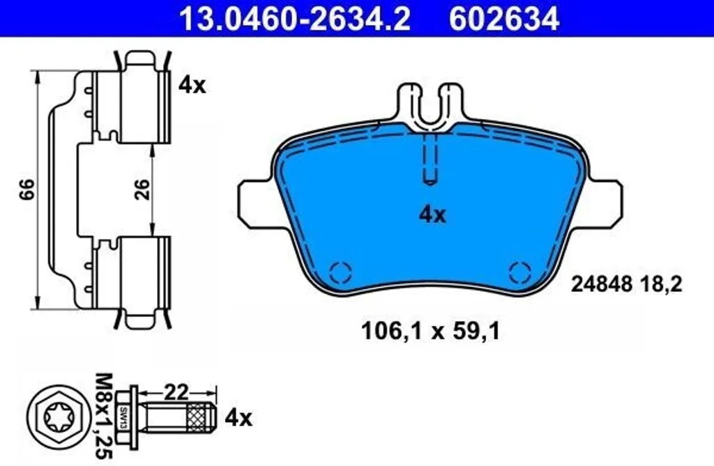 Plaquettes de frein ATE 13.0460-2634.2 d'origine pour Mercedes GLA X156