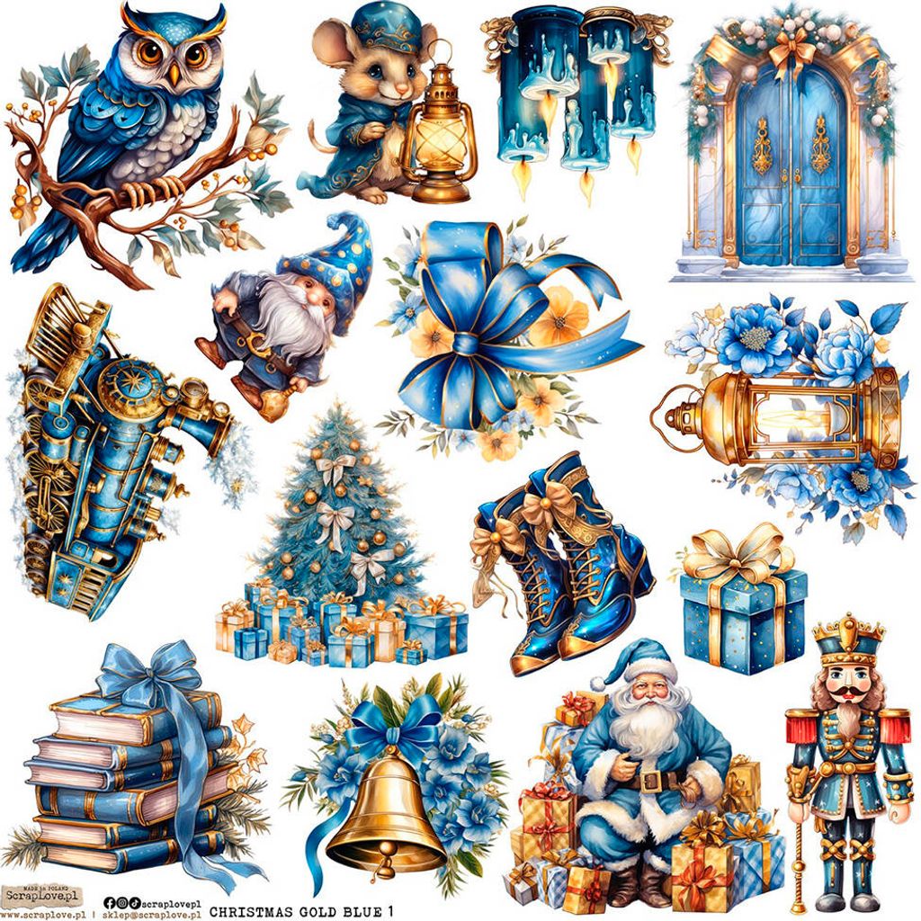 AUFKLEBER - ScrapLove - Christmas Gold Blue 1 - Weihnachten Gold Blau 1