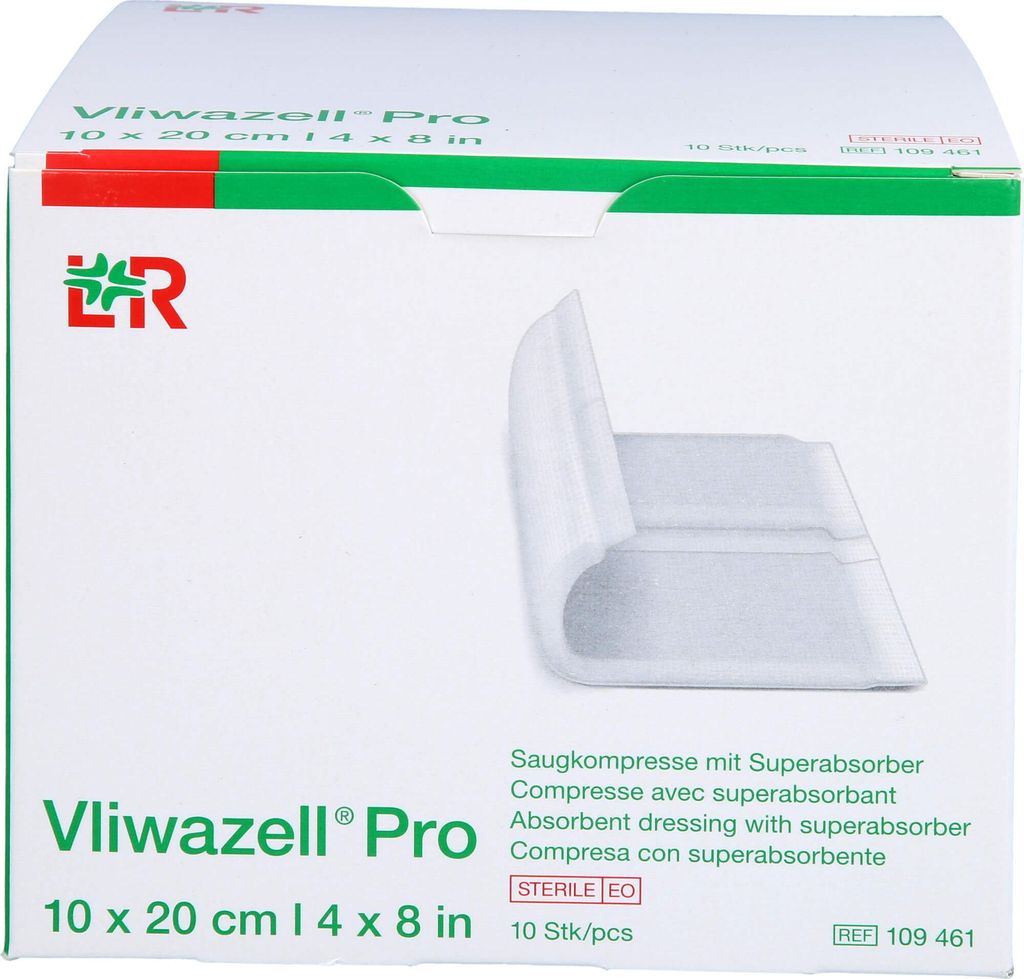 Vliwazell Pro superabsorb.Kompr.steril 10x20 cm 10 St