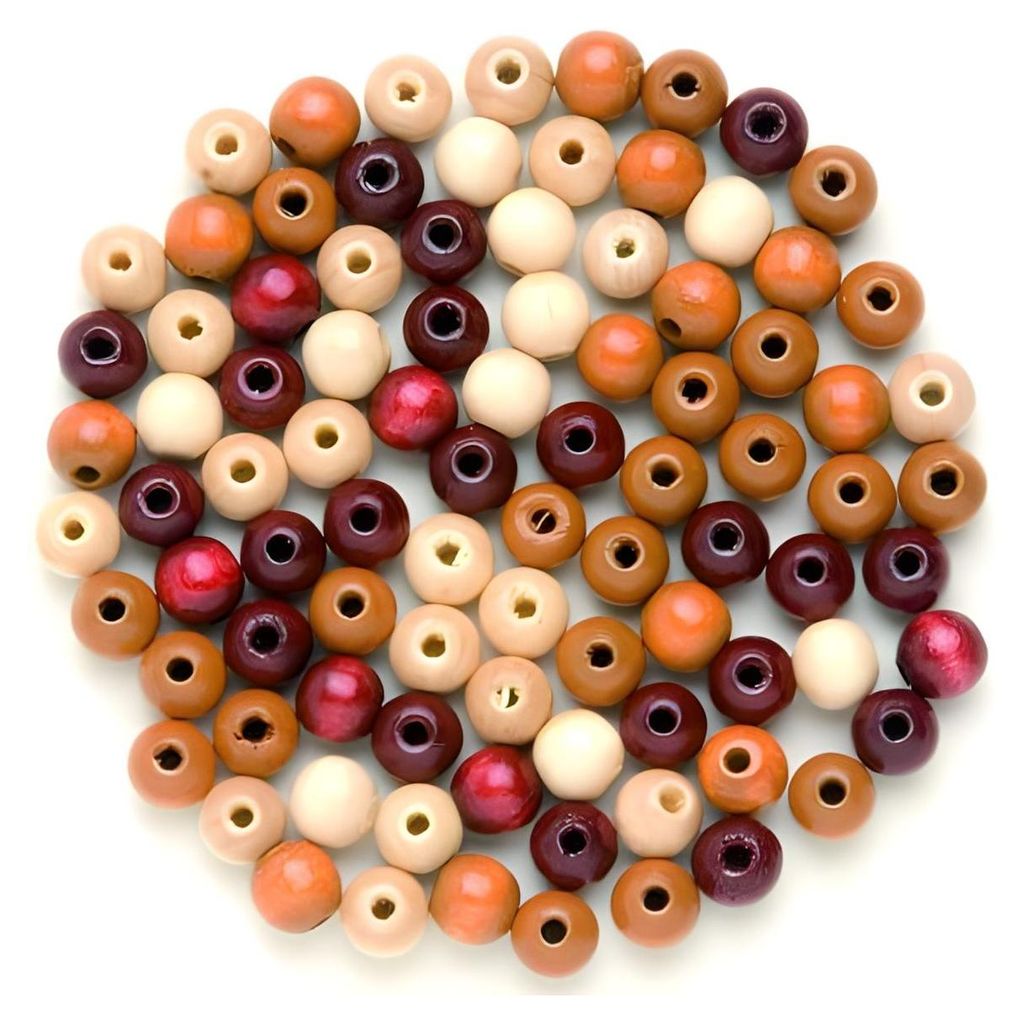 Glorex Holzperle braun mix 12 mm - 28 Stück