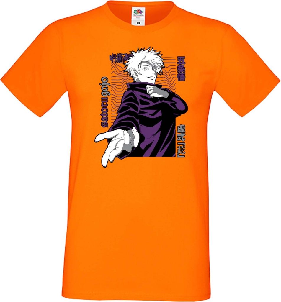 Herren T-Shirt Japan Manga Animation Comics Jujutsu Anime Manga Kaisen Satoru Gojo 02 Var-045- Gojo 02, Man M / Orange