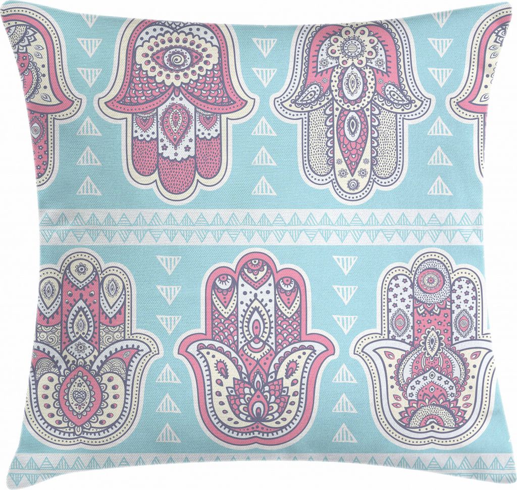ABAKUHAUS Hamsa Kissenbezug, Boho Kunstvolle asiatische Kunst, Waschbar mit Reißverschluss Kissenhülle mit Farbfesten Klaren Farben Beidseitiger ...