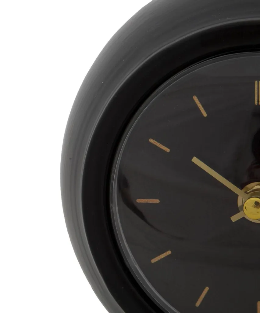 Horloge de Table Ball Stable et Lisible Déco Salon Noir Or Chic - 3