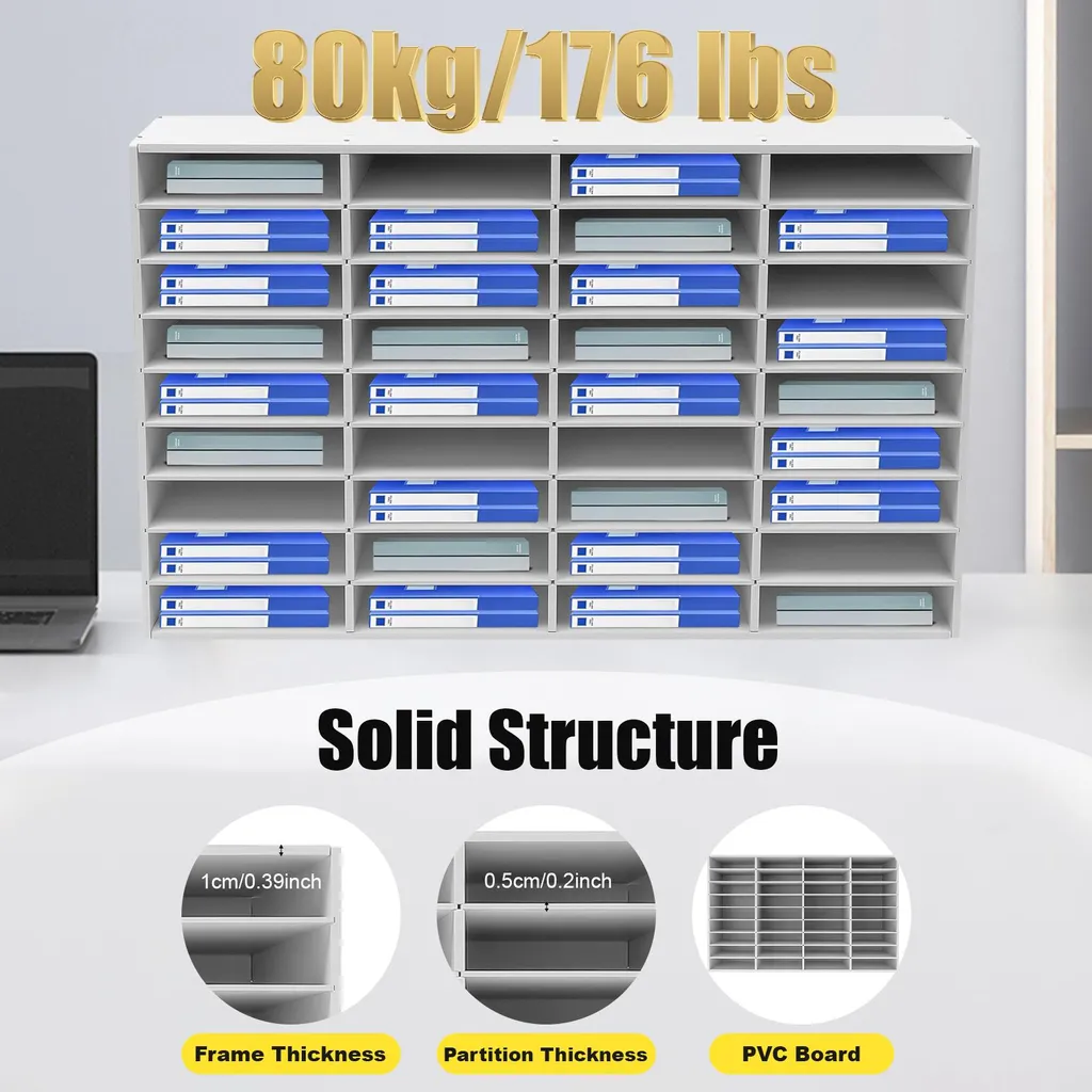 Organisateur de bureau blanc 36 compartiments PVC structure robuste