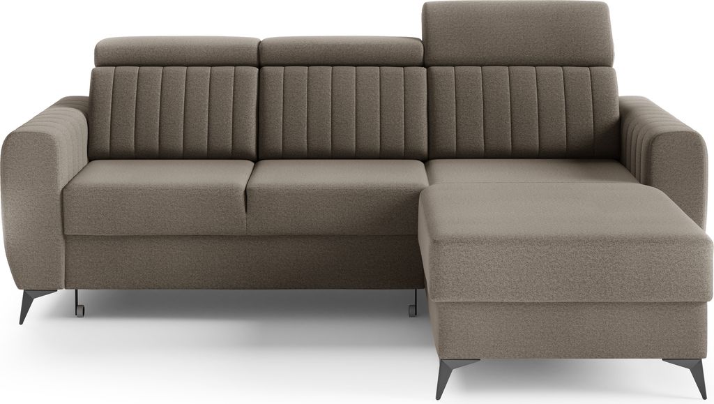 Ecksofa mit Schlaffunktion und Bettkasten, Couch für Wohnzimmer, Schlafsofa, Eckcouch L-Form Sofagarnitur Sofa Wohnlandschaft - Ottomane links als...