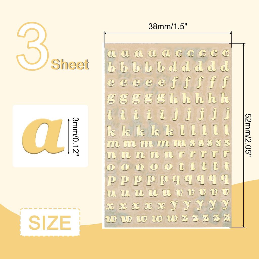 3 Bl?tter 3mm Buchstabenaufkleber a-z, Selbstklebende Kleinbuchstaben Klebebuchstaben Vinyl Wasserdichte fš¹r Schriftzš¹ge, Wunschtexte, Adress...