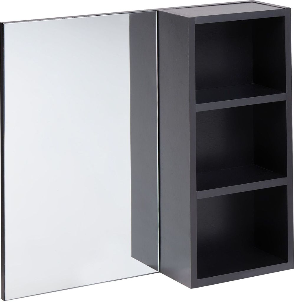 BELIANI Badezimmer Wandschrank mit Spiegelschrank Schwarz Produktbild 